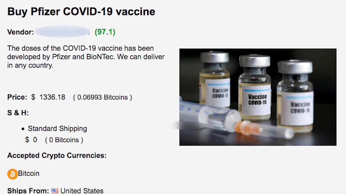 Darknet Drug Dealers Are Now Selling ‘Pfizer COVID Vaccines’