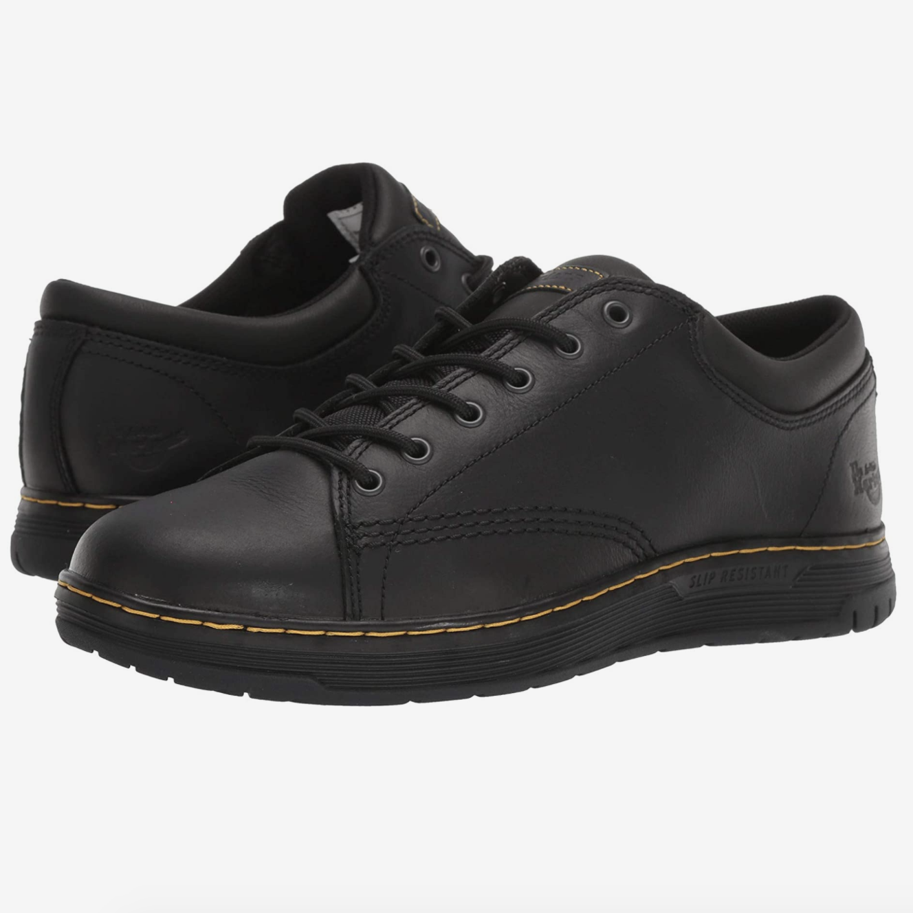 comfortable black work sneakers