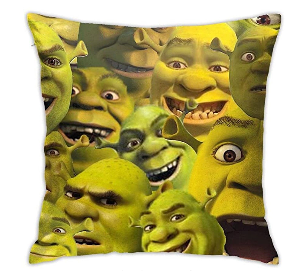 Shrek Face Meme Throw Pillow, Shrek Movie Pillow Cases Gifts Unisex Adults