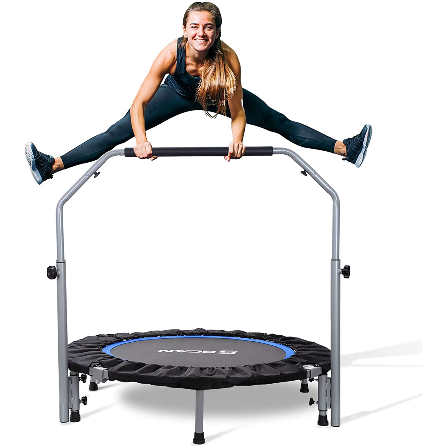 Gielmiy 40 Mini Trampoline,Silent Fitness Trampoline，Indoor Small Bungee Rebounder Cardio Trainer Workout for Adults（Max Load 330lbs） 
