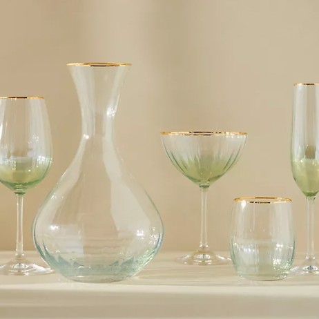 Waterfall Coupe Glasses, Set of 4 by Anthropologie in Yellow, Size: S/4 Coupe