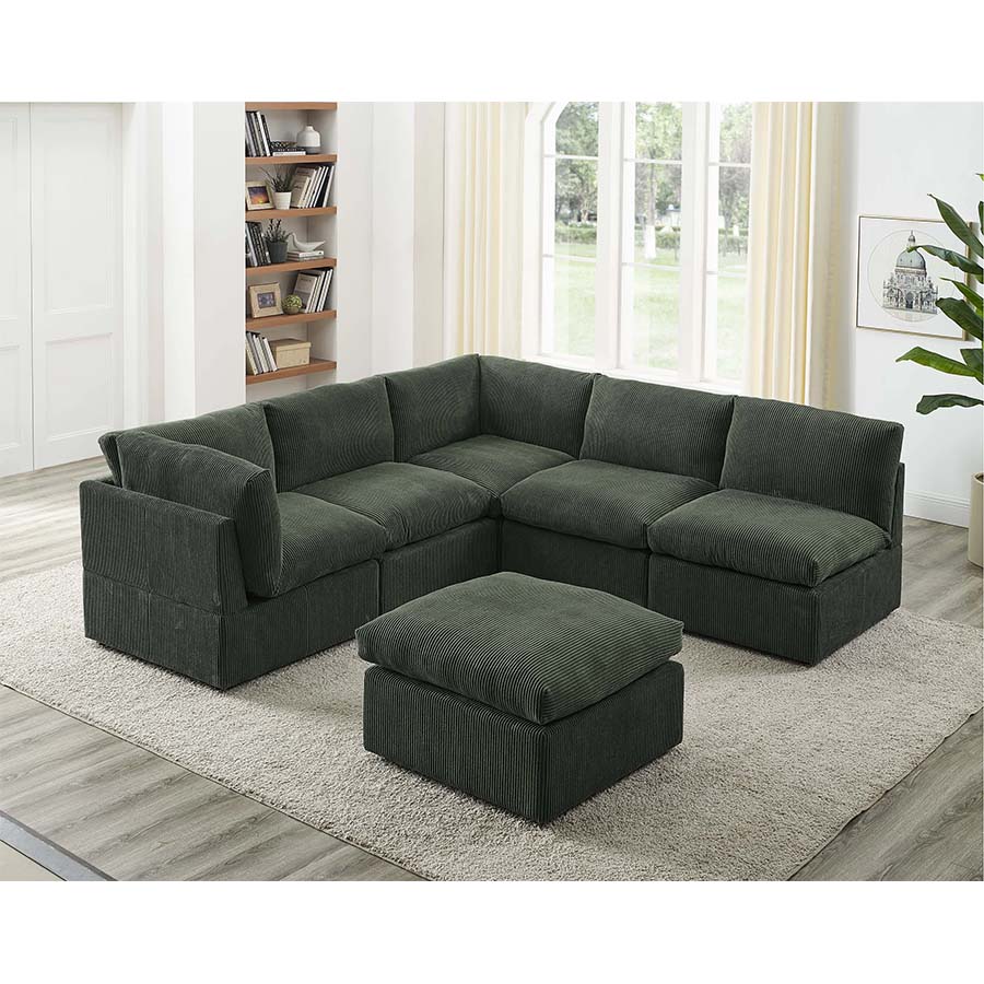 103.9 Modern Couch Corduroy Fabric Comfy Sofa with Rubber Wood