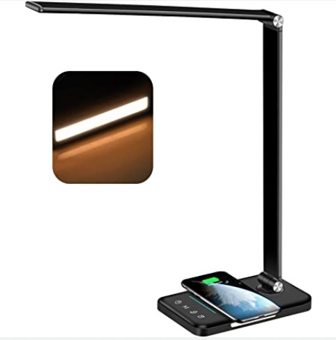 Black desk lamp with USB port incl. LED and dimmer - Kuno