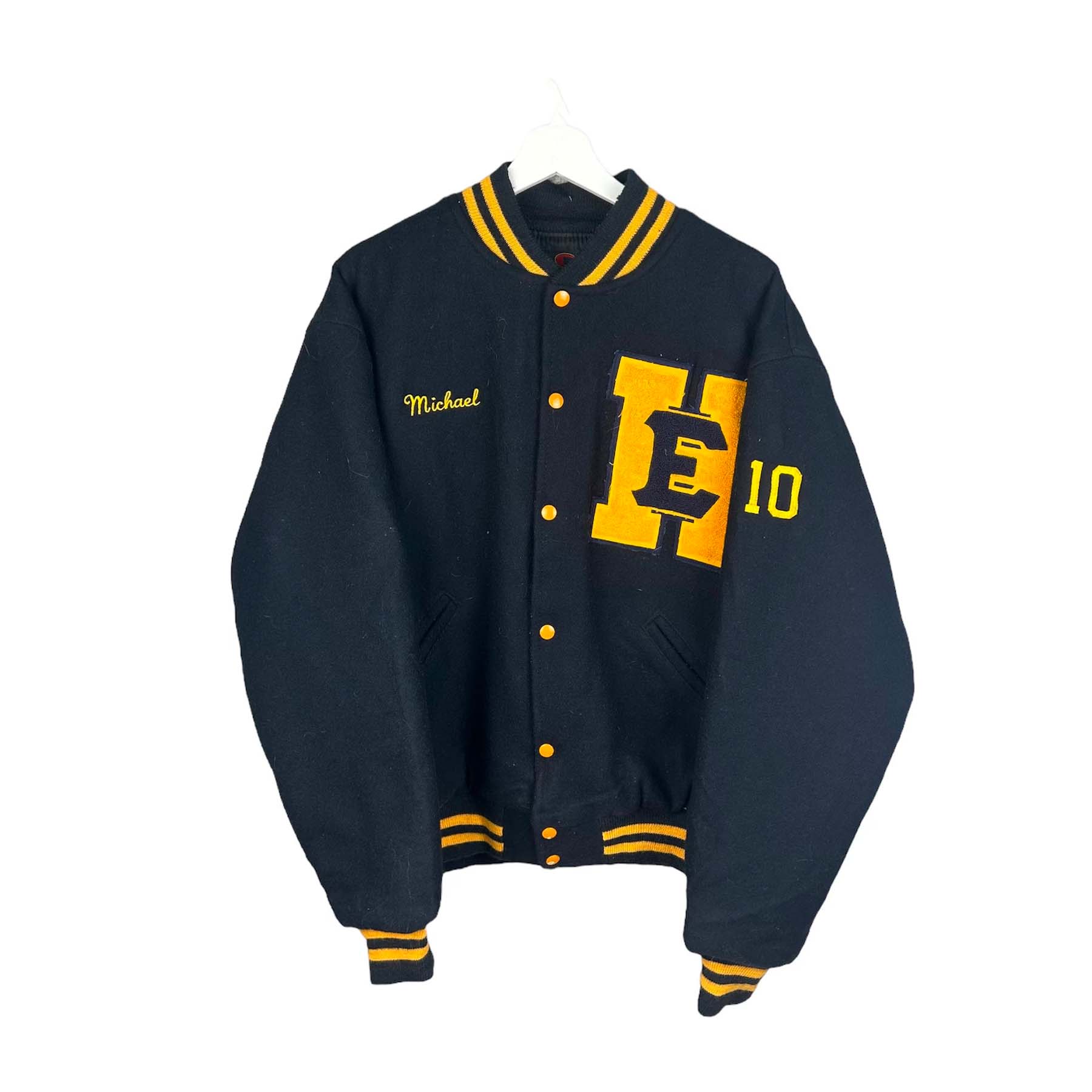 FJackets Mens College Baseball Black and Yellow Varsity Jacket
