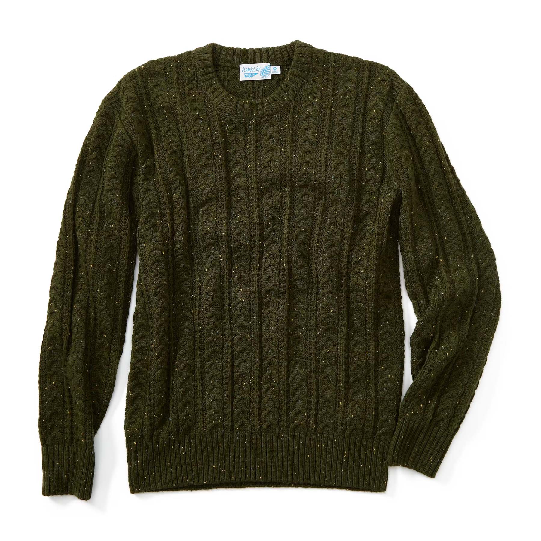 Wellen Seawool Fisherman Crewneck Sweater - Navy, Fisherman Sweaters