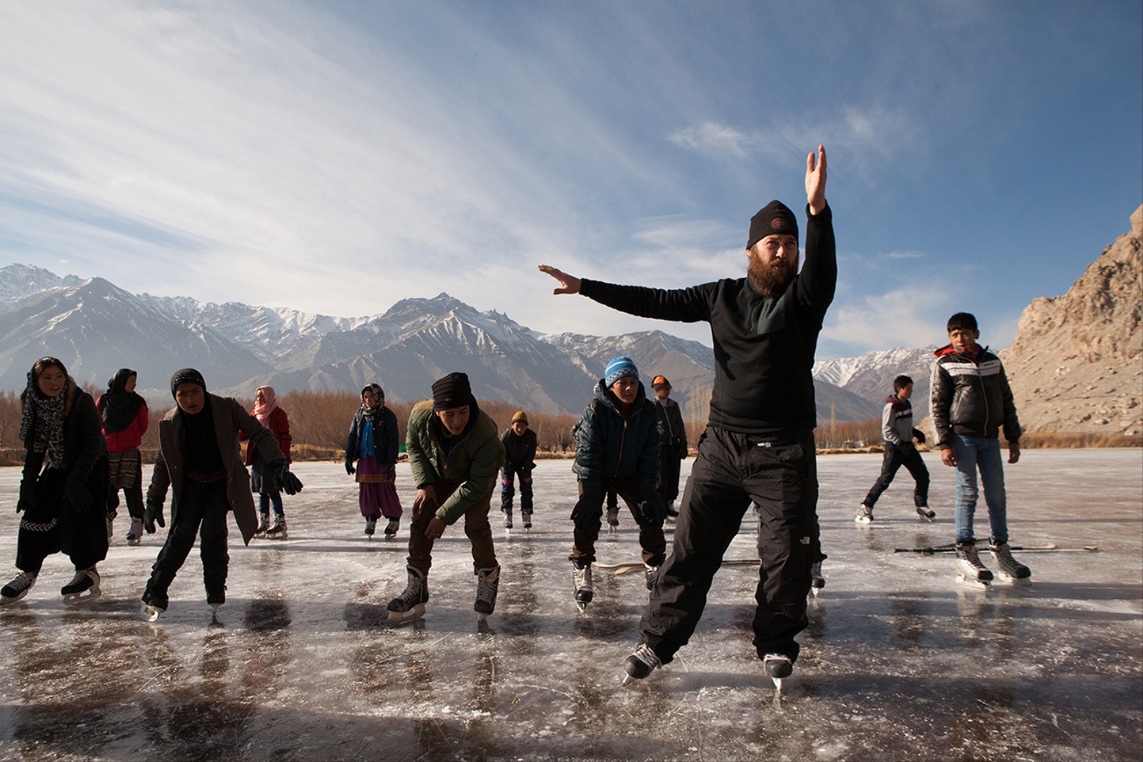 1484412403611 Children of Thangnak village is learning skating techniques from coach Ian Andersen