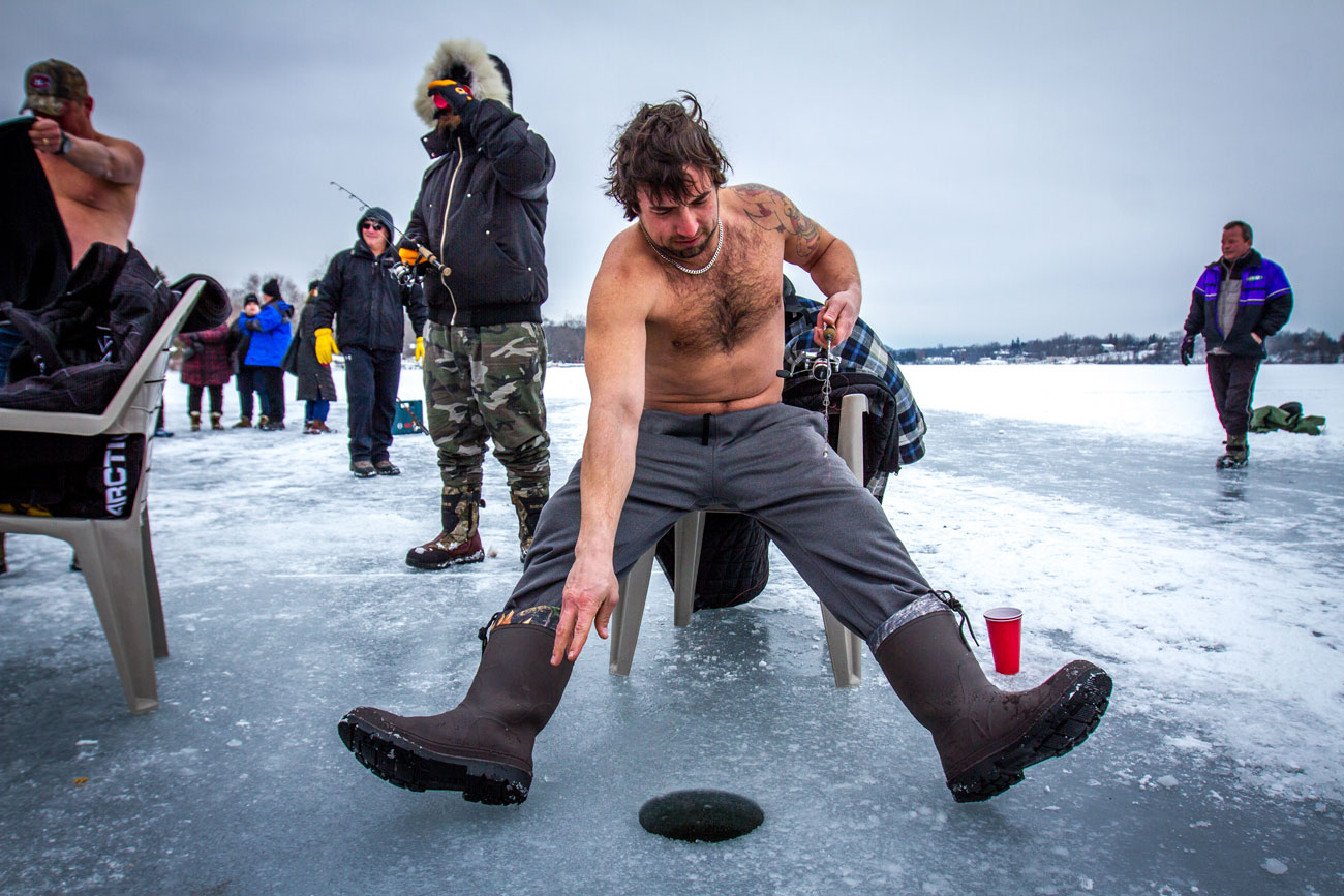 Photos of Shirtless Ice Fishing on Lake Ontario VICE