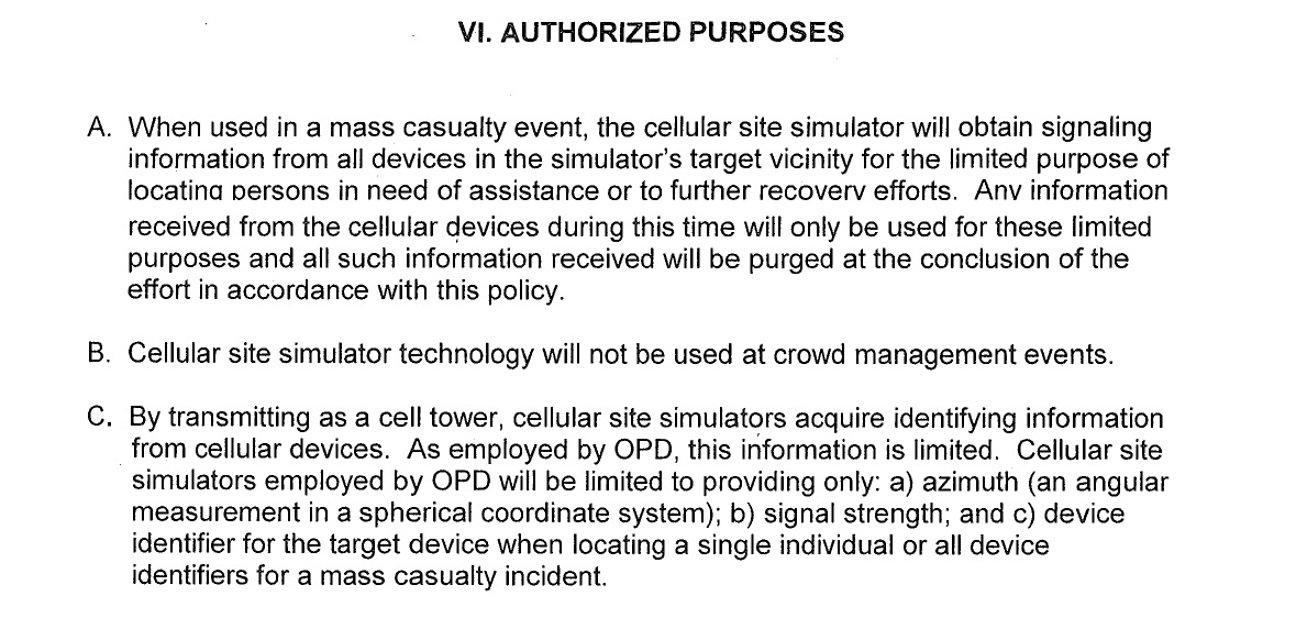 Cell Site Simulator authorized purposes