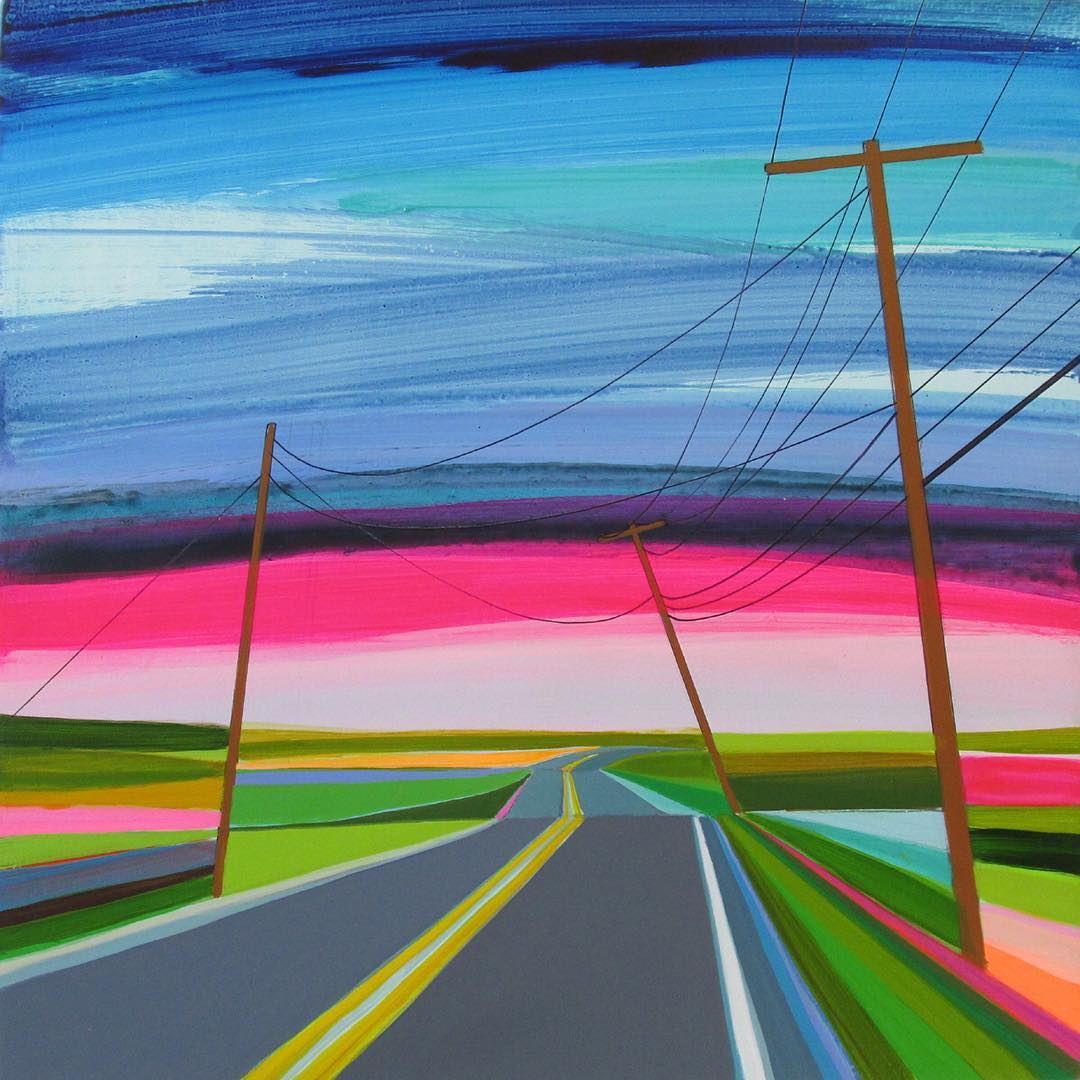 Empty Highways Burst with Color in Bold Landscape Paintings - Creators