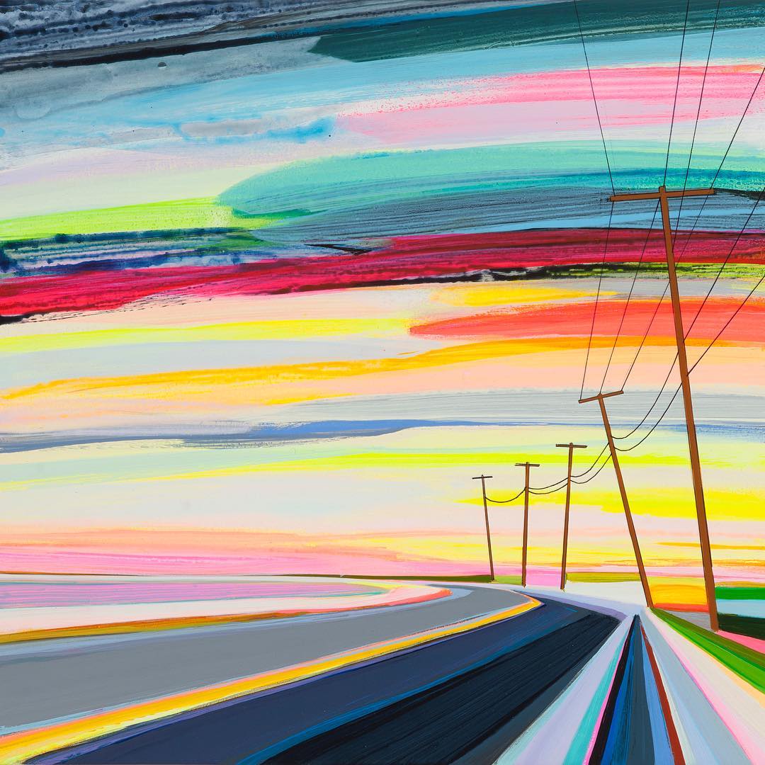 Empty Highways Burst with Color in Bold Landscape Paintings - Creators