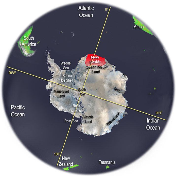 Unrecognized Nazi claim on Antarctica, known as New Swabia. Image: Wikimedia Commons