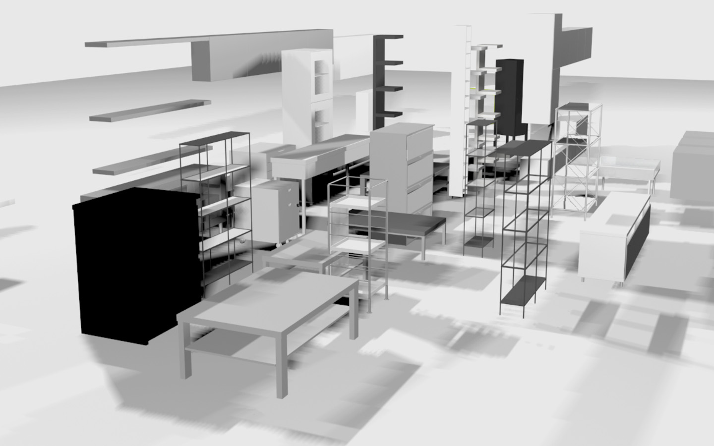 Alle voor het Poëzie Museum gebruikte IKEA-modellen bij elkaar