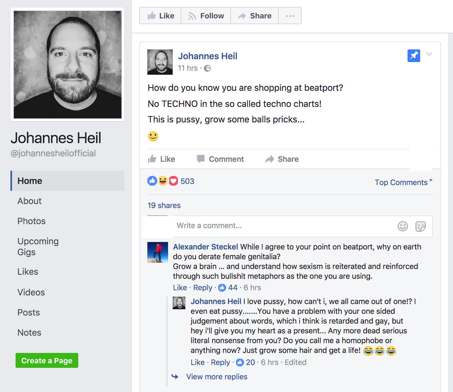 Screenshot Facebook vom 5. April 2017
