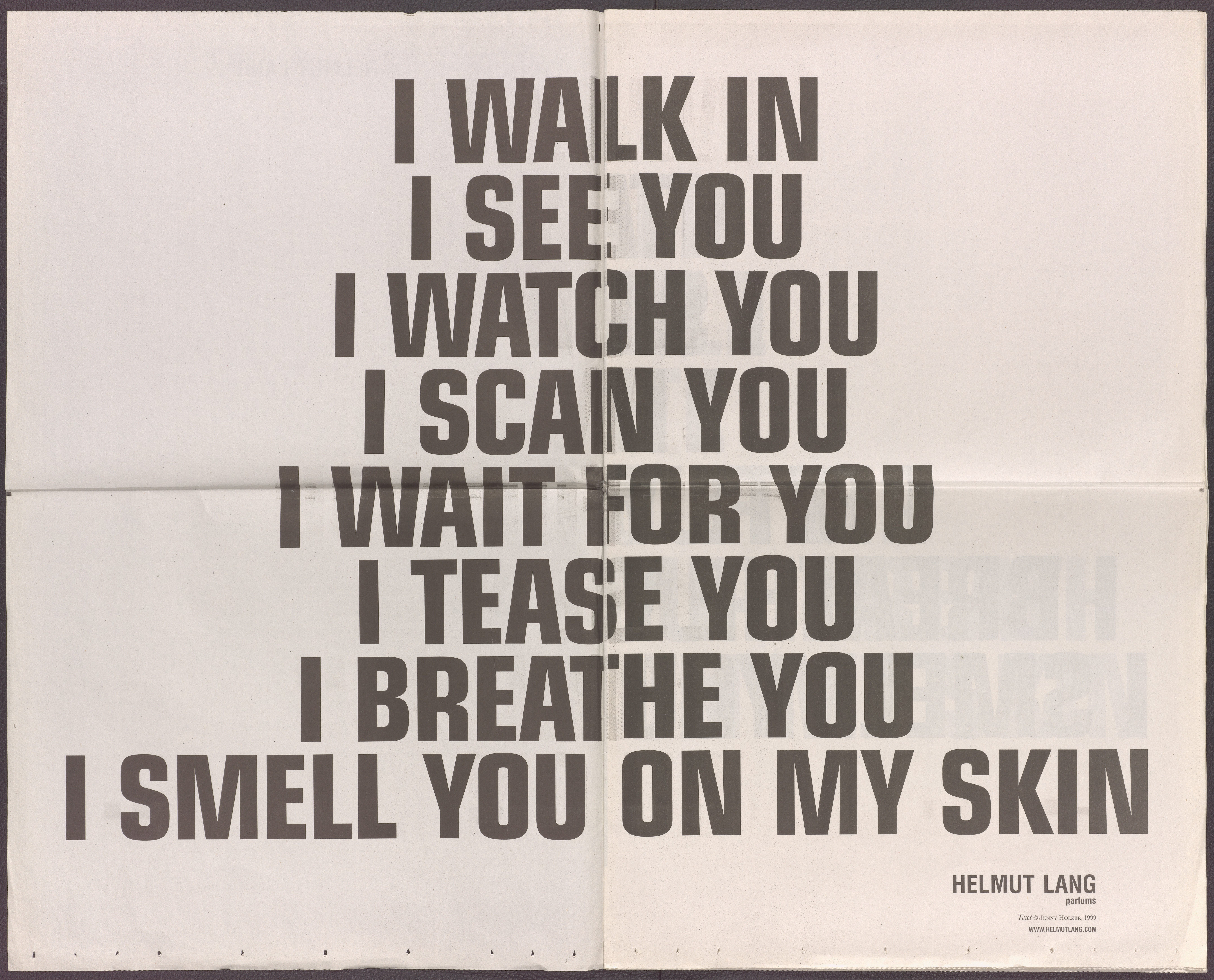 Helmut Lang & Jenny Holzer collaboration produced for the 1996 Florence  Biennale