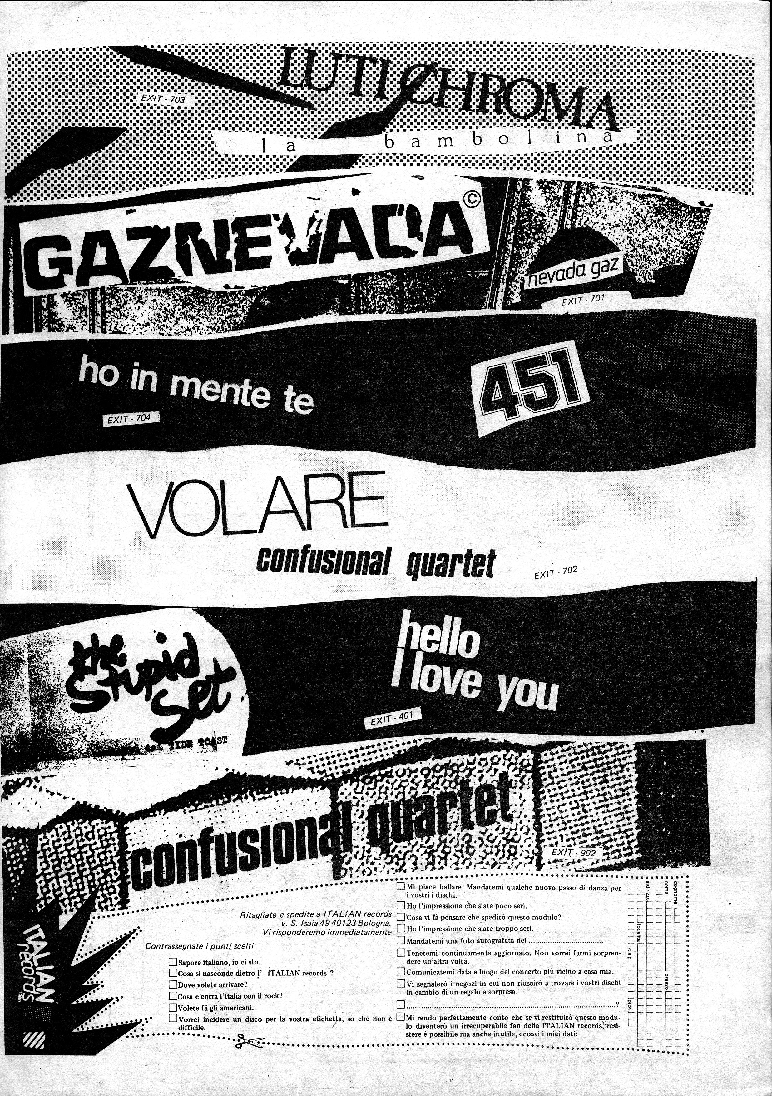 italian records luti chroma gaznevada 451 confusional quartet stupid set