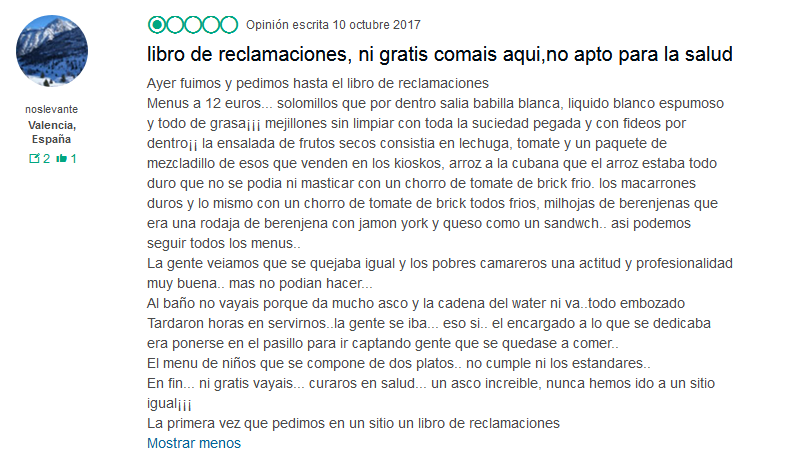 peor restaurante de marina d'or tripadvisor