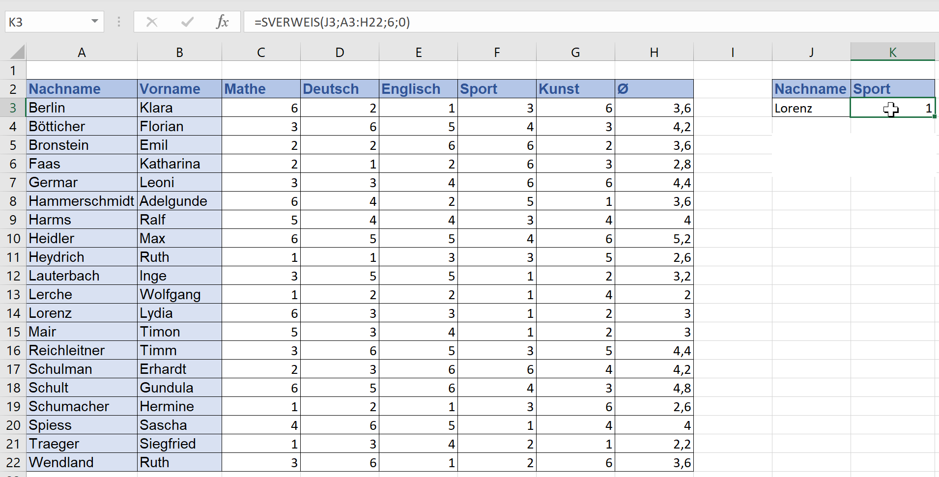 SVERWEIS bei Excel