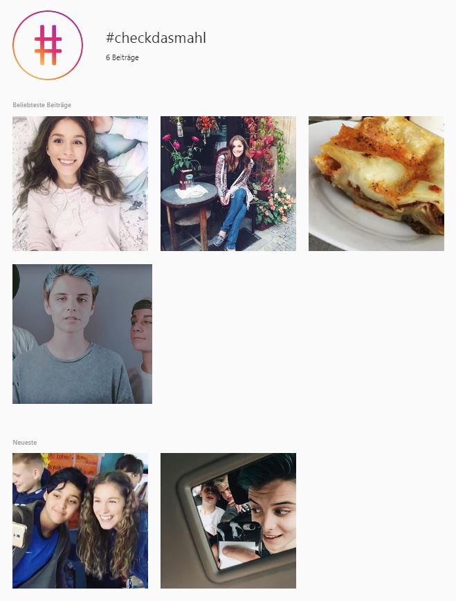 Screenshot der Kampagne #checkdasmahl auf Instagram