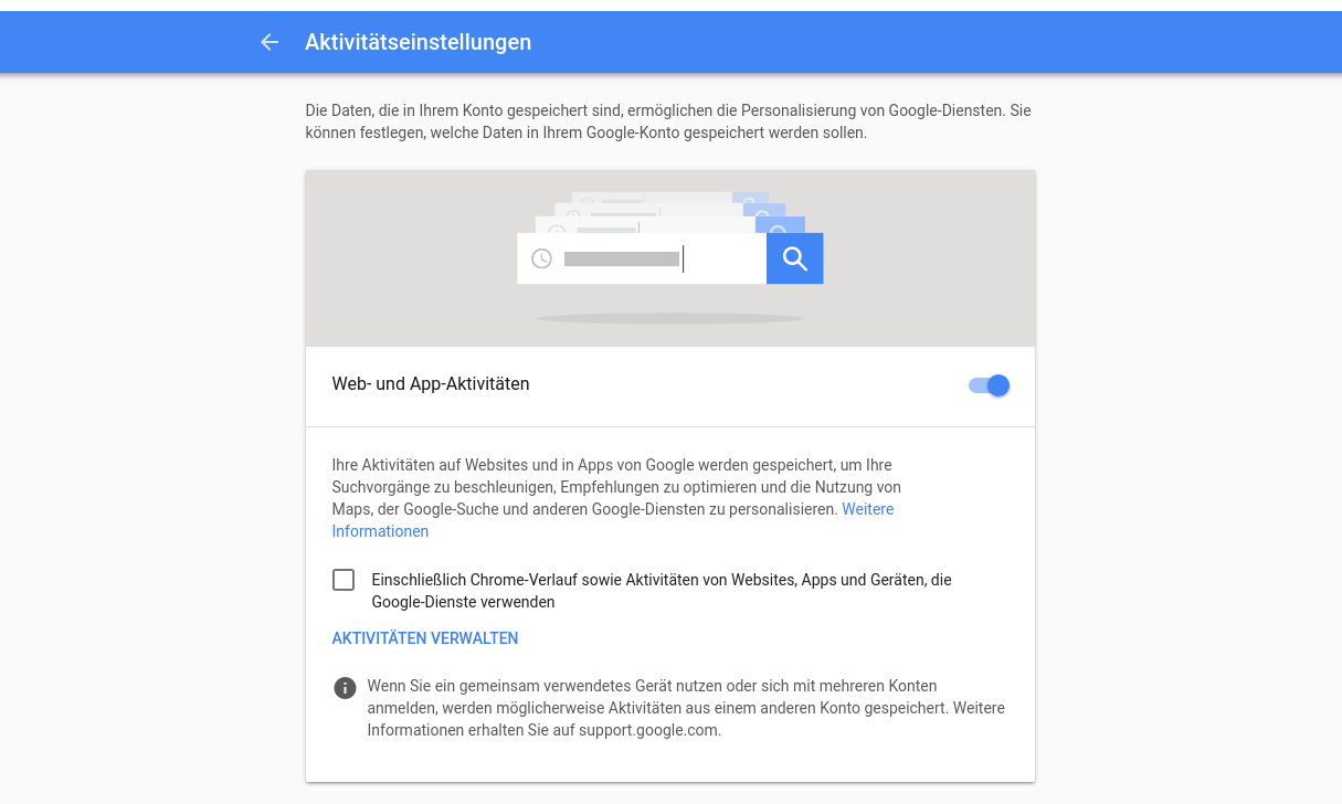 Google-Einstellungen zum App-Tracking