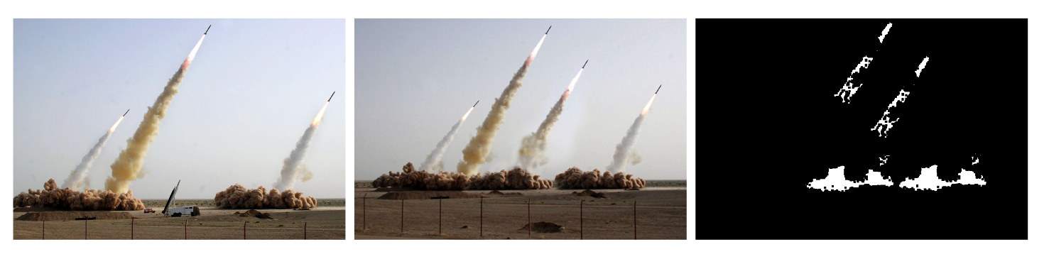 gefälschtes und echtes Raketentest-Bild