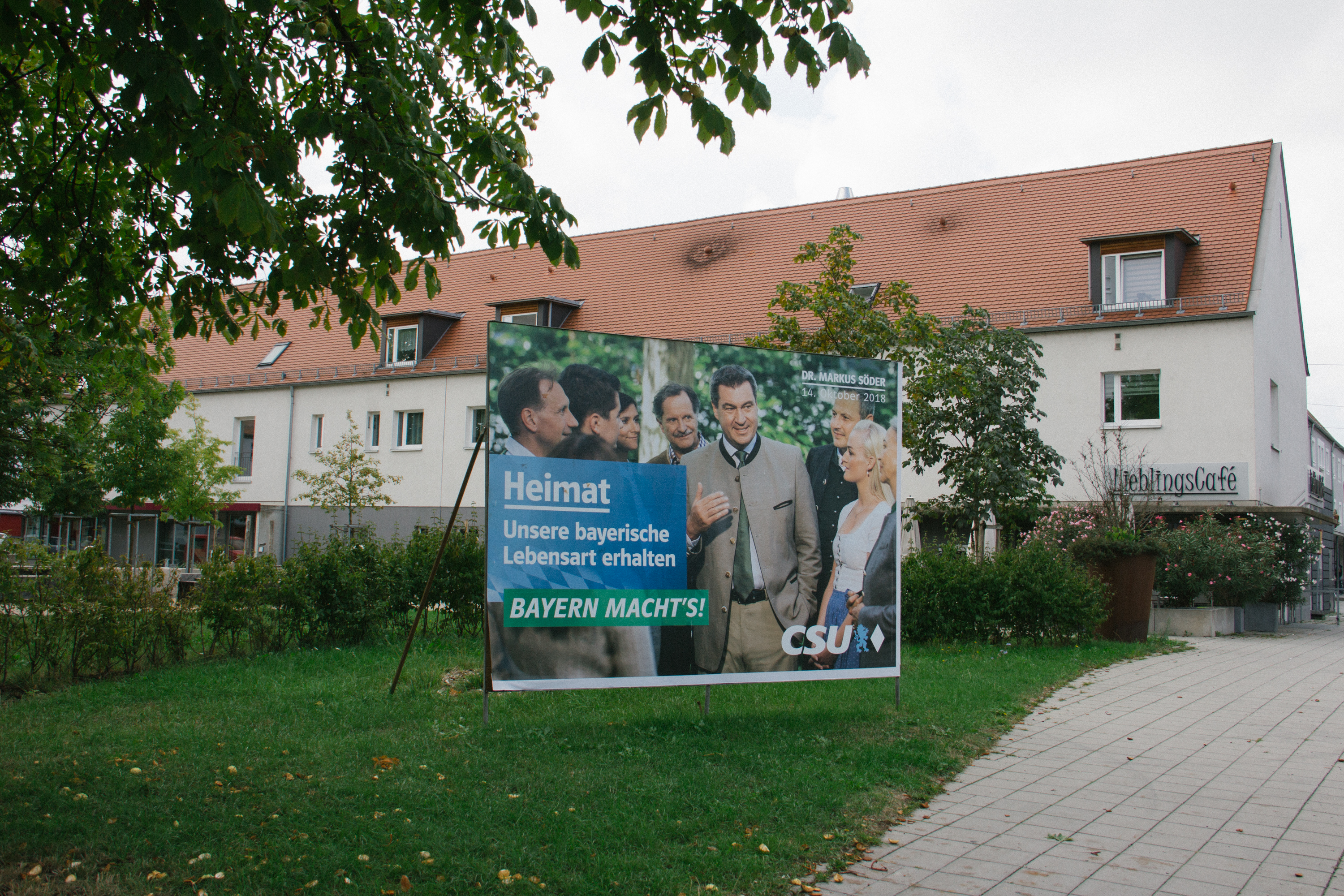 Ein Wahlplakat mit Markus Söder, CSU, in Ingolstadt