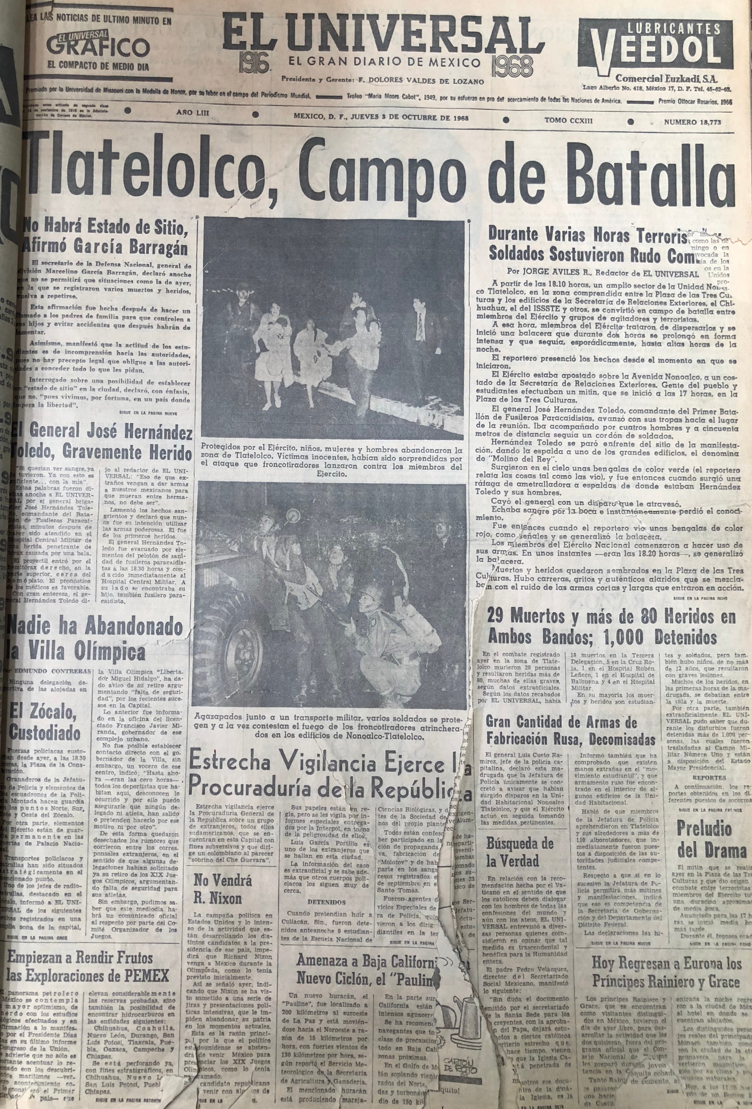 Portadas de periódicos después del 2 de octubre de 1968 ¿Qué dijeron?