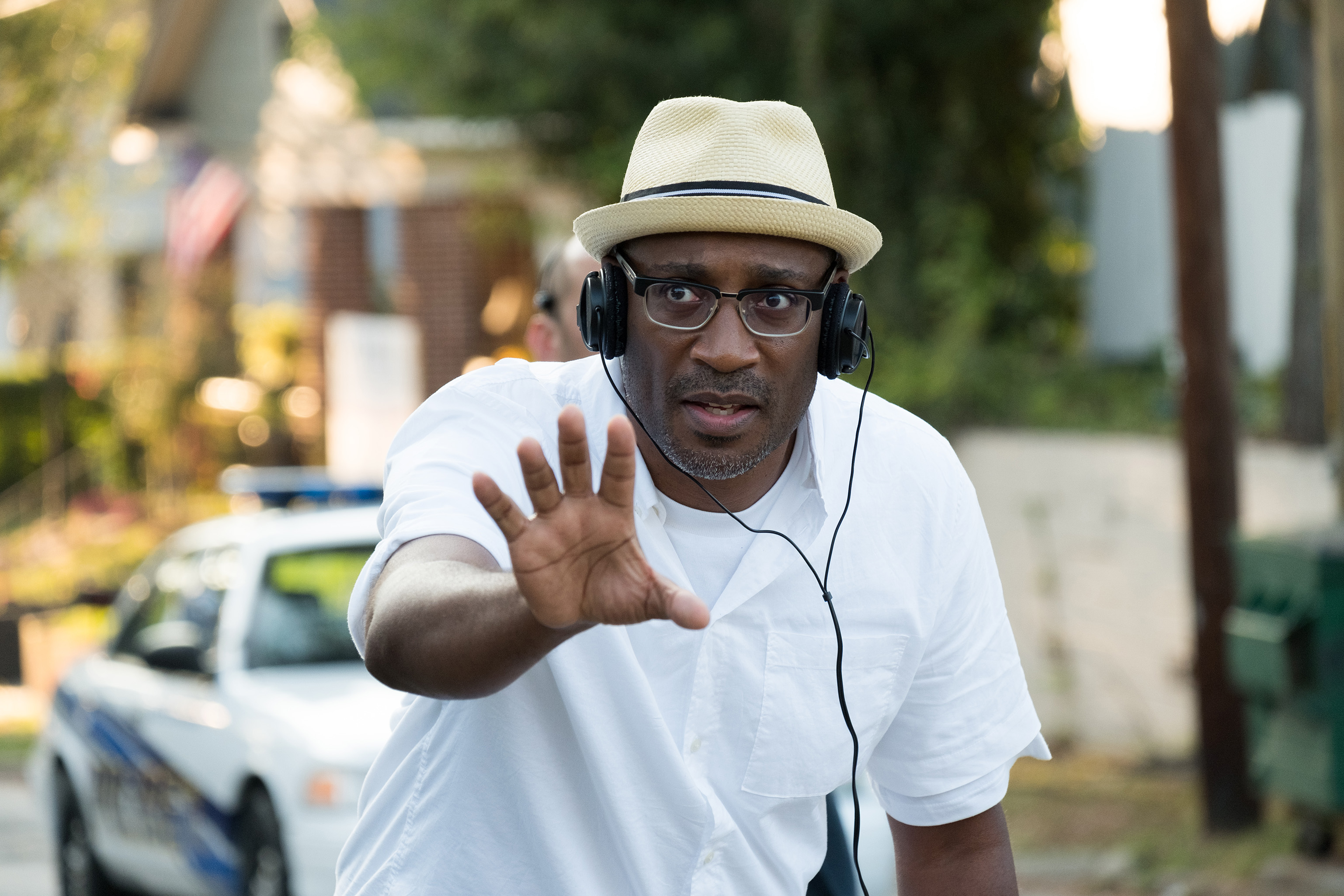 Director George Tillman, Jr. on the set of Twentieth Century Fox’s THE HATE U GIVE. Photo Credit: Erika Doss.