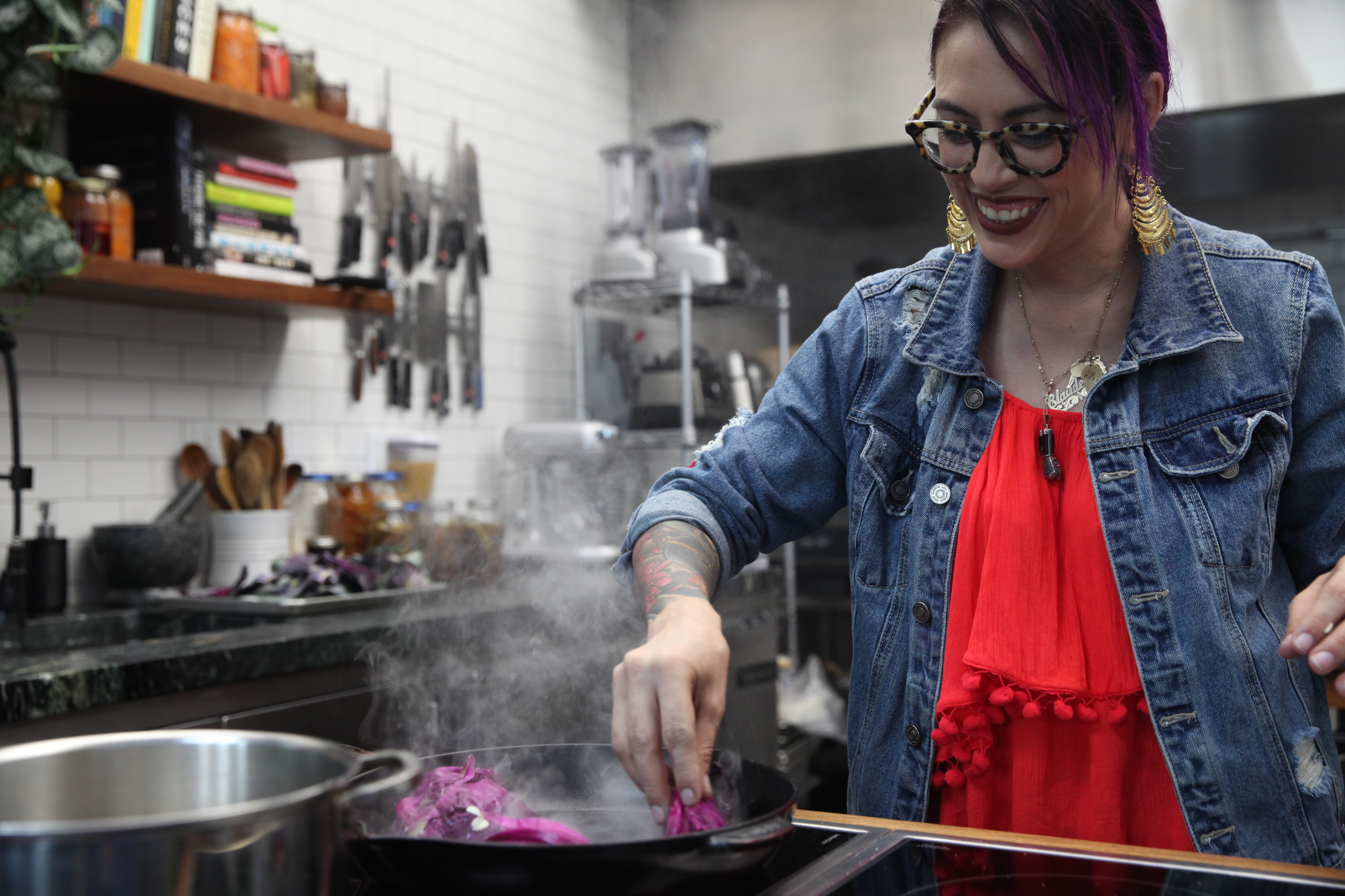 Claudette Zepeda-Wilkins grilling cabbage