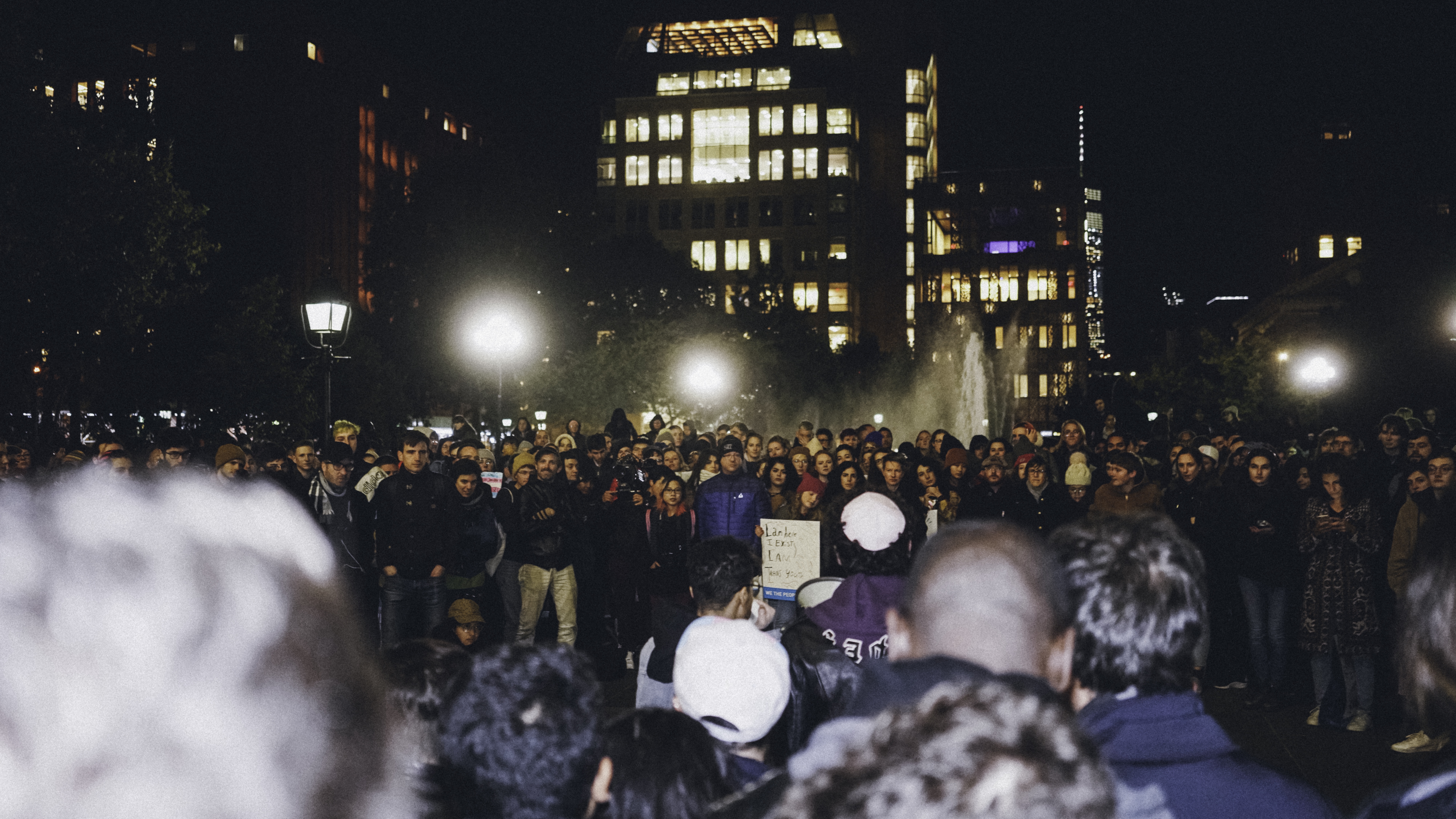 A large crowd gathered in Washington Square Park in support of transgender rights.