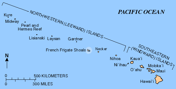 Map of French Frigate Shoals, Hawaii.