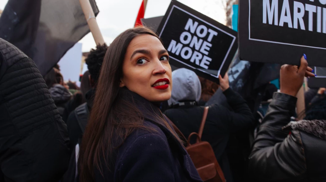 Alexandria Ocasio-Cortez at a rally