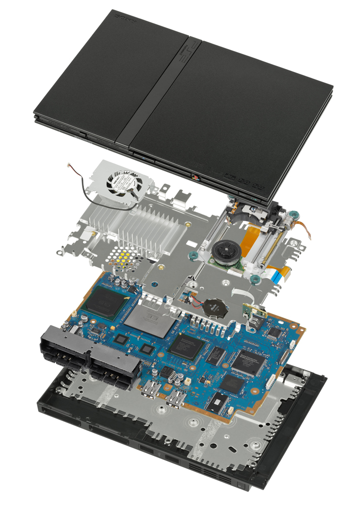 An exploded view of a PlayStation