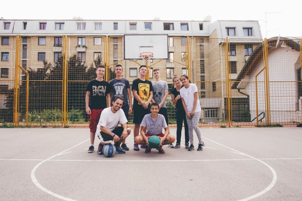 Basketballers in Bosnië.