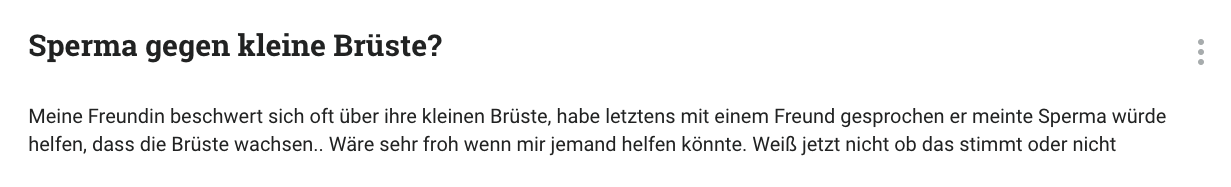 Text über die Frage, ob Sperma Brüste wachsen lässt