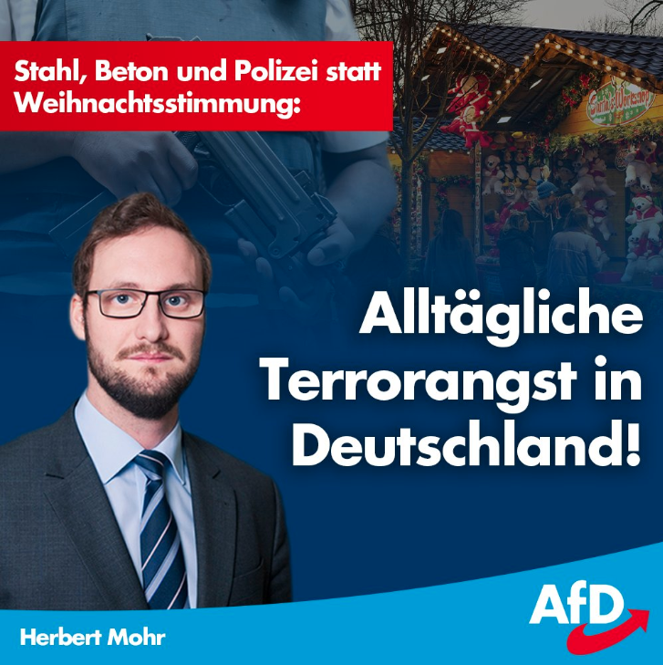 Ein AfD-Pakat, dass die Aufbauten thematisiert, dazu der Spruch:
