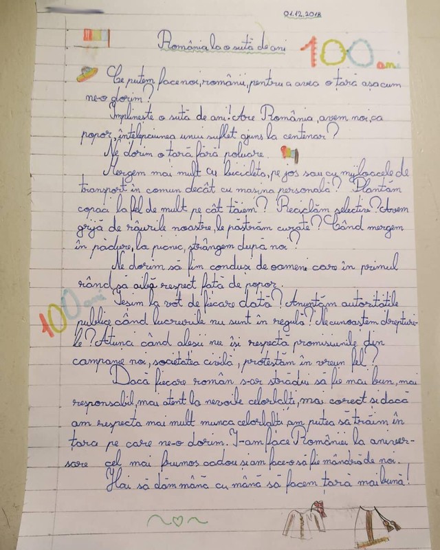 Scrisoarea Unui Copil De Zece Ani Către Romani De Ziua Națională