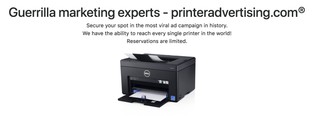 Mass printer hijacking service