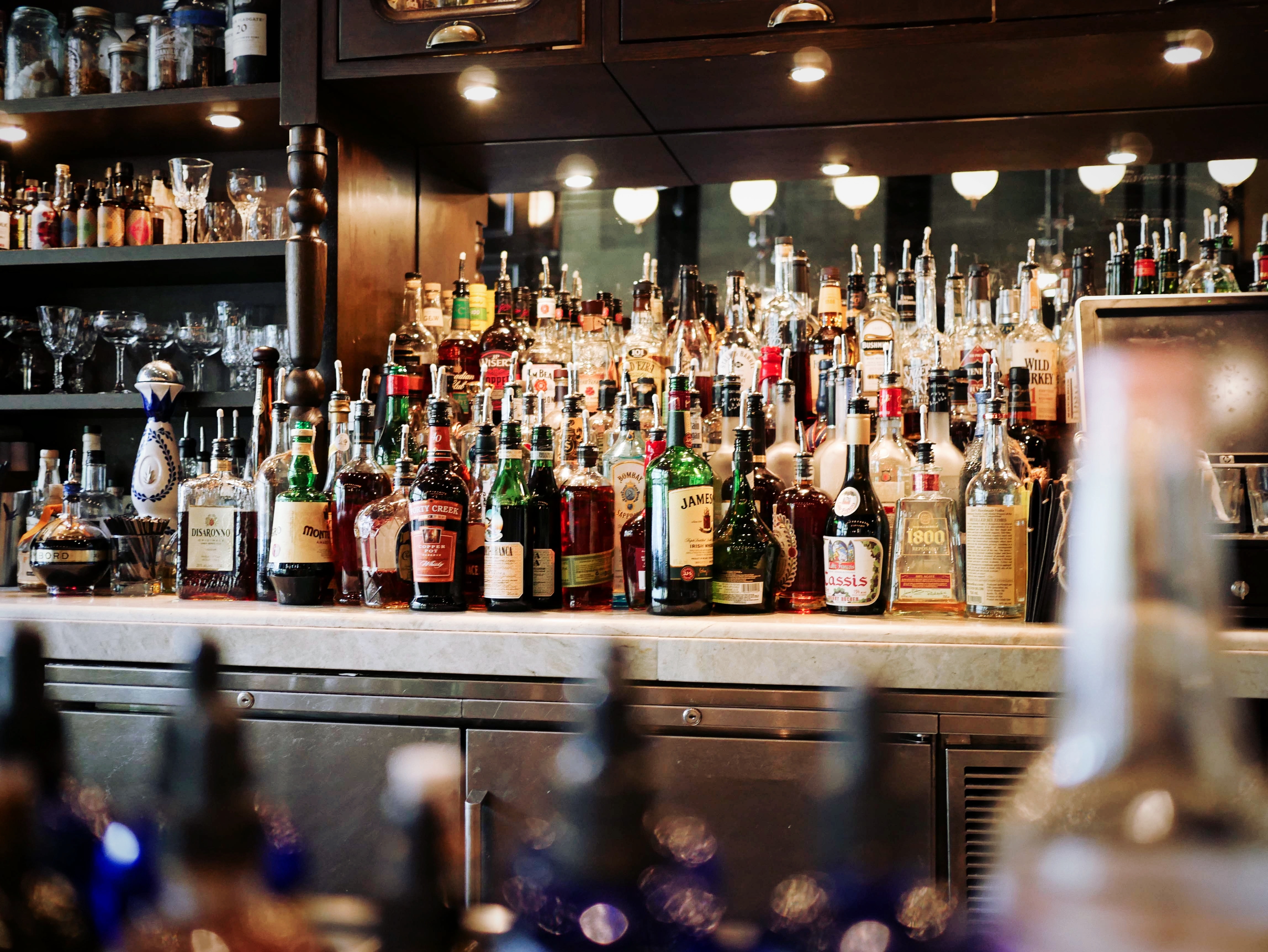 A bar fully stocked with spirits