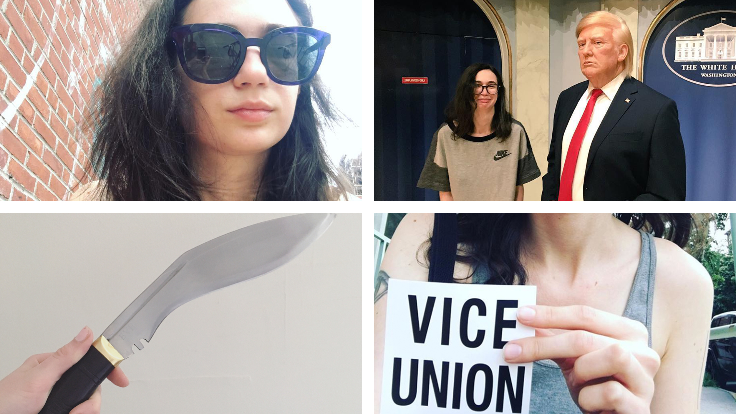 Fotos aus Eve Peysers 2017, Donald Trump, Khukri-Messer, Selfie