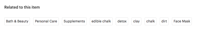 Etsy listing for chalk that tags it as a
