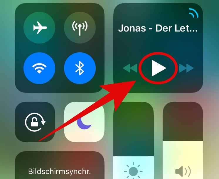Screenshot: Kontrollzentrum von iOS