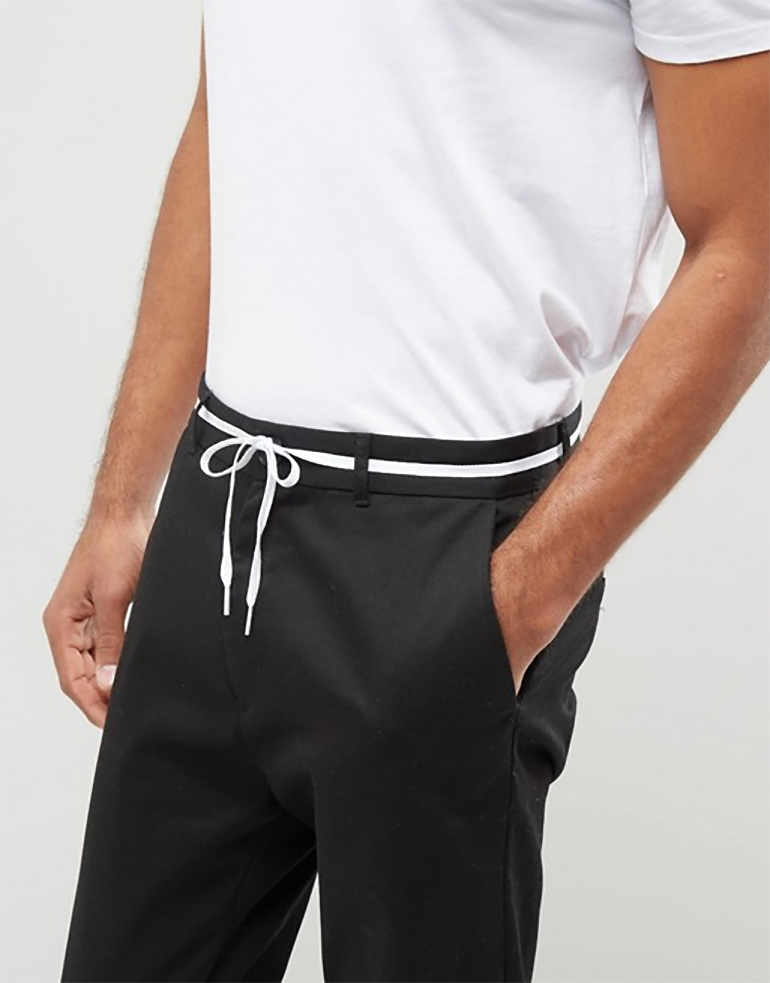 Black pants with string