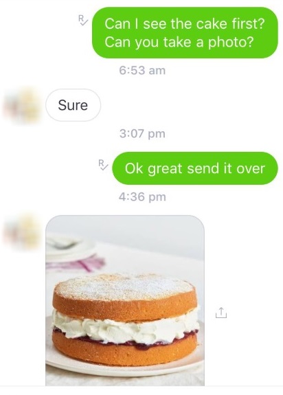 sponge cake message