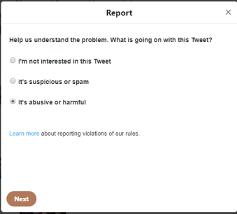 Reporting hate on Twitter