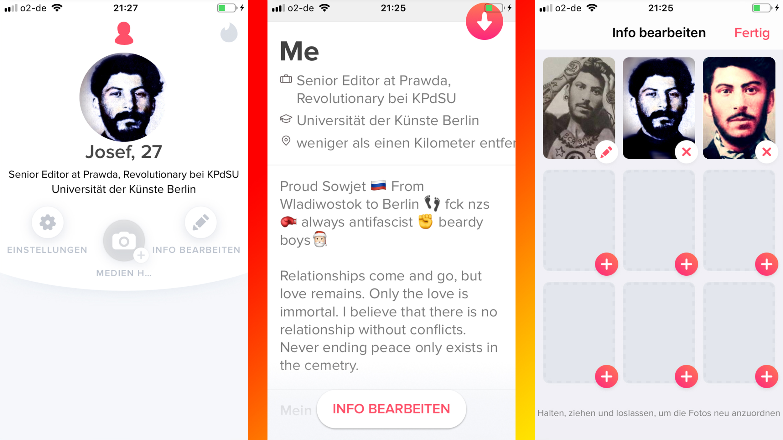 Das Stalin-Profil unseres Autoren auf Tinder