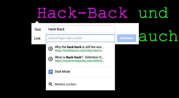 Statt einen Link zu setzen, kannst du bei Google Docs auch ein Lesezeichen als Referenz angeben
