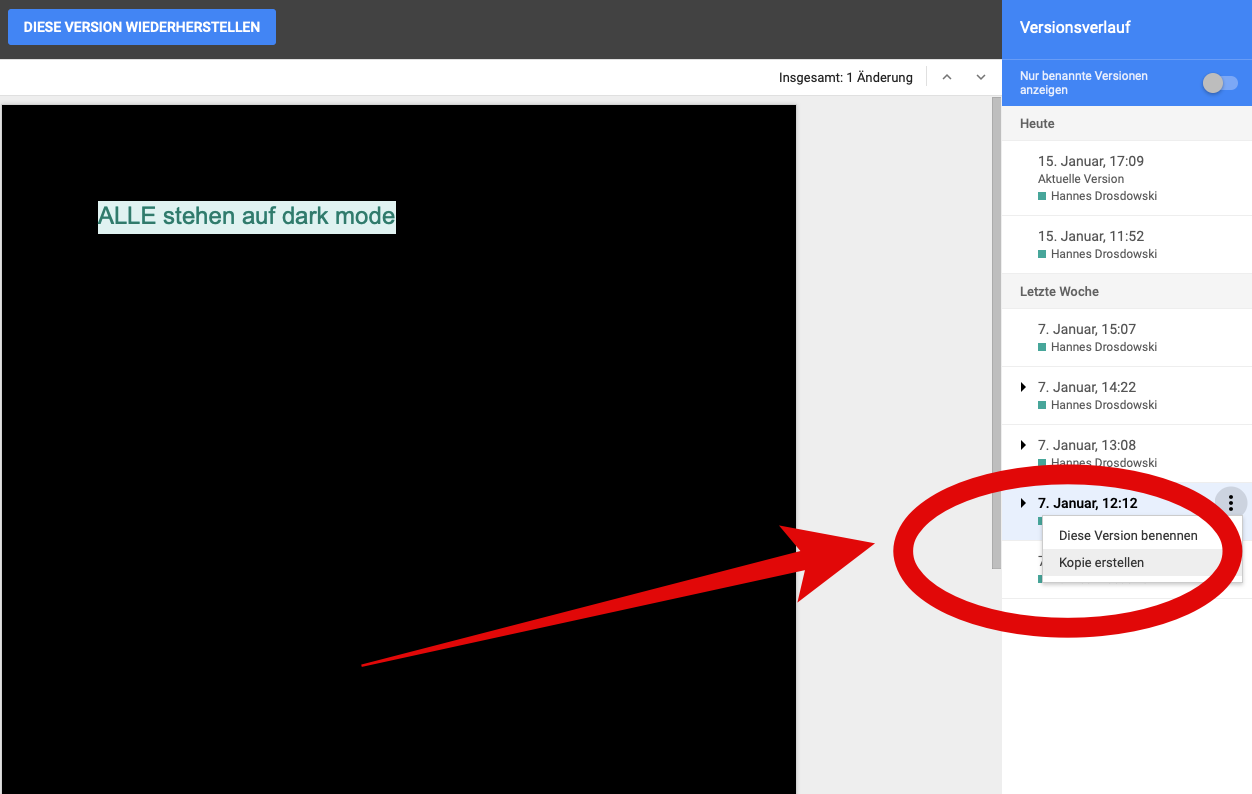 So findest du alte Versionen von einem Dokument in Google Docs