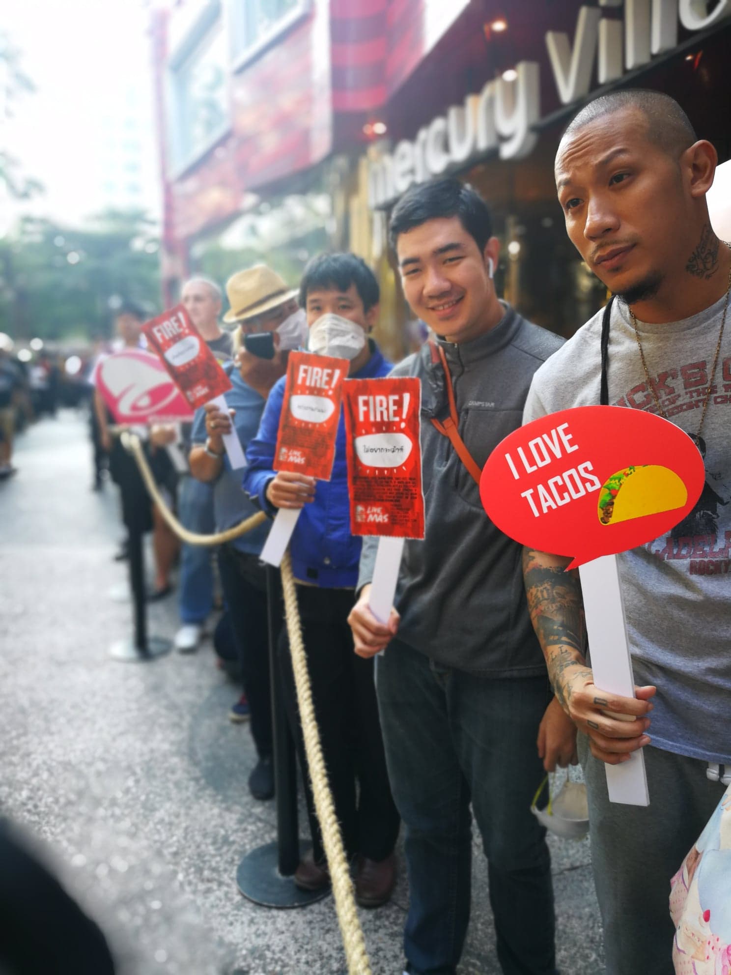 People lined up for the new Taco Bell location in Bangkok, Thailand