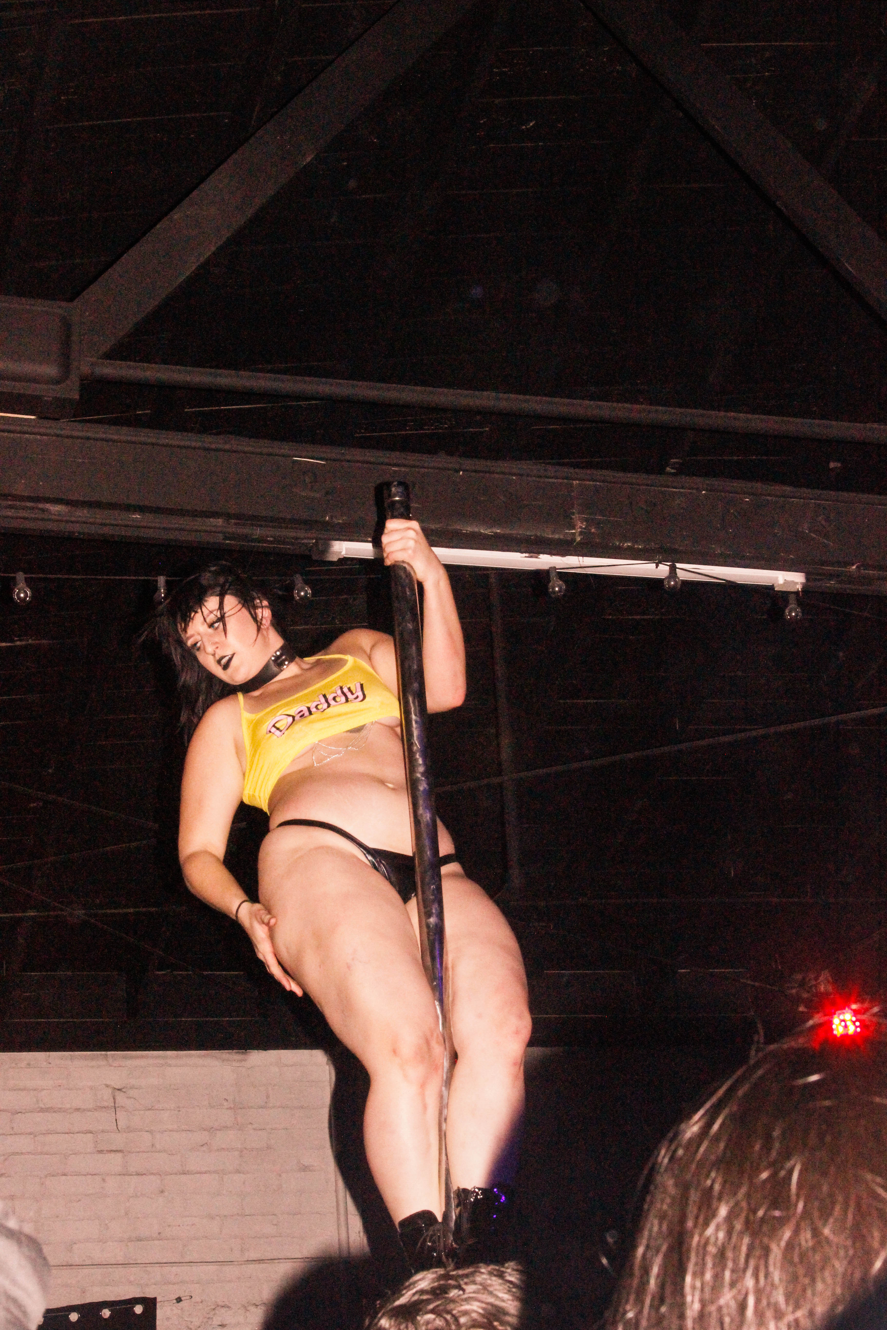 A stripper on a pole