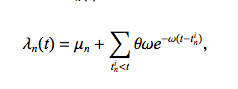 The probability of crime in a particular area at a particular time.